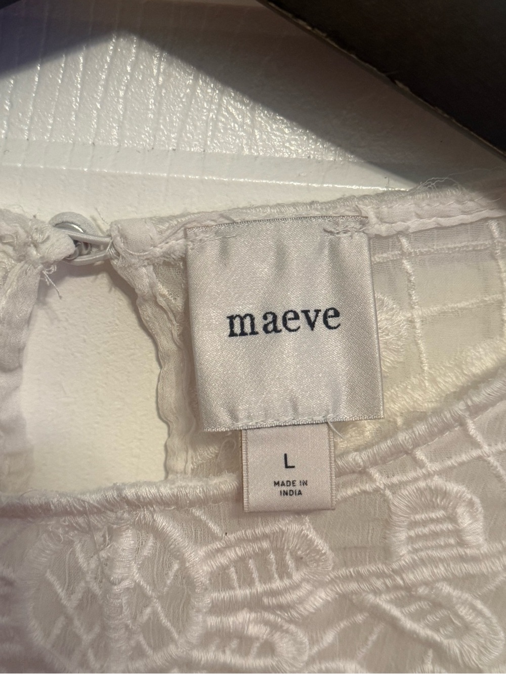 Anthropologie Maeve Sheer Eyelet Long-Sleeve Top in White - Picture 4 of 4